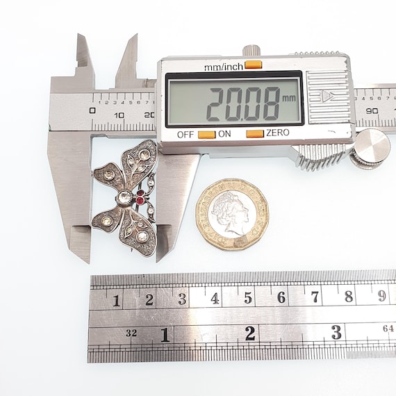 Antique Victorian Solid Silver Butterfly Brooch D… - image 8