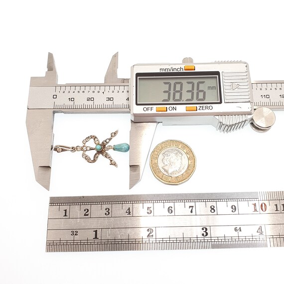 Antique Solid Silver Diamond Paste Bow Pendant Fa… - image 8