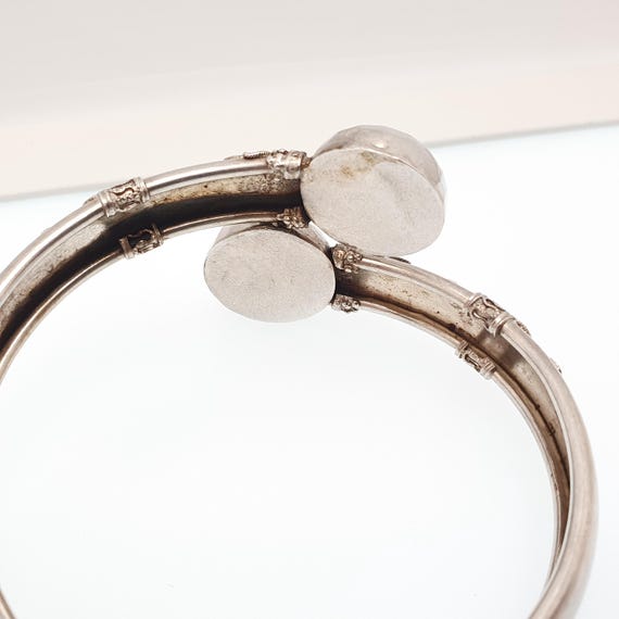 Antique Victorian Solid Silver Bypass Bangle Cros… - image 7