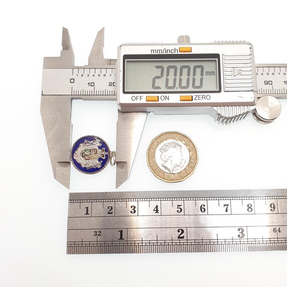 Antique Solid Silver Enamel Crest Charm Pendant C… - image 8