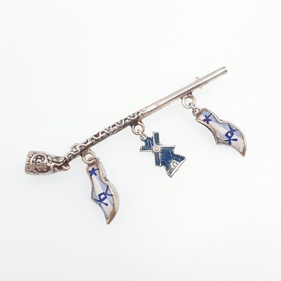 Antique Dutch Solid Silver Pipe Clog Windmill Bro… - image 2