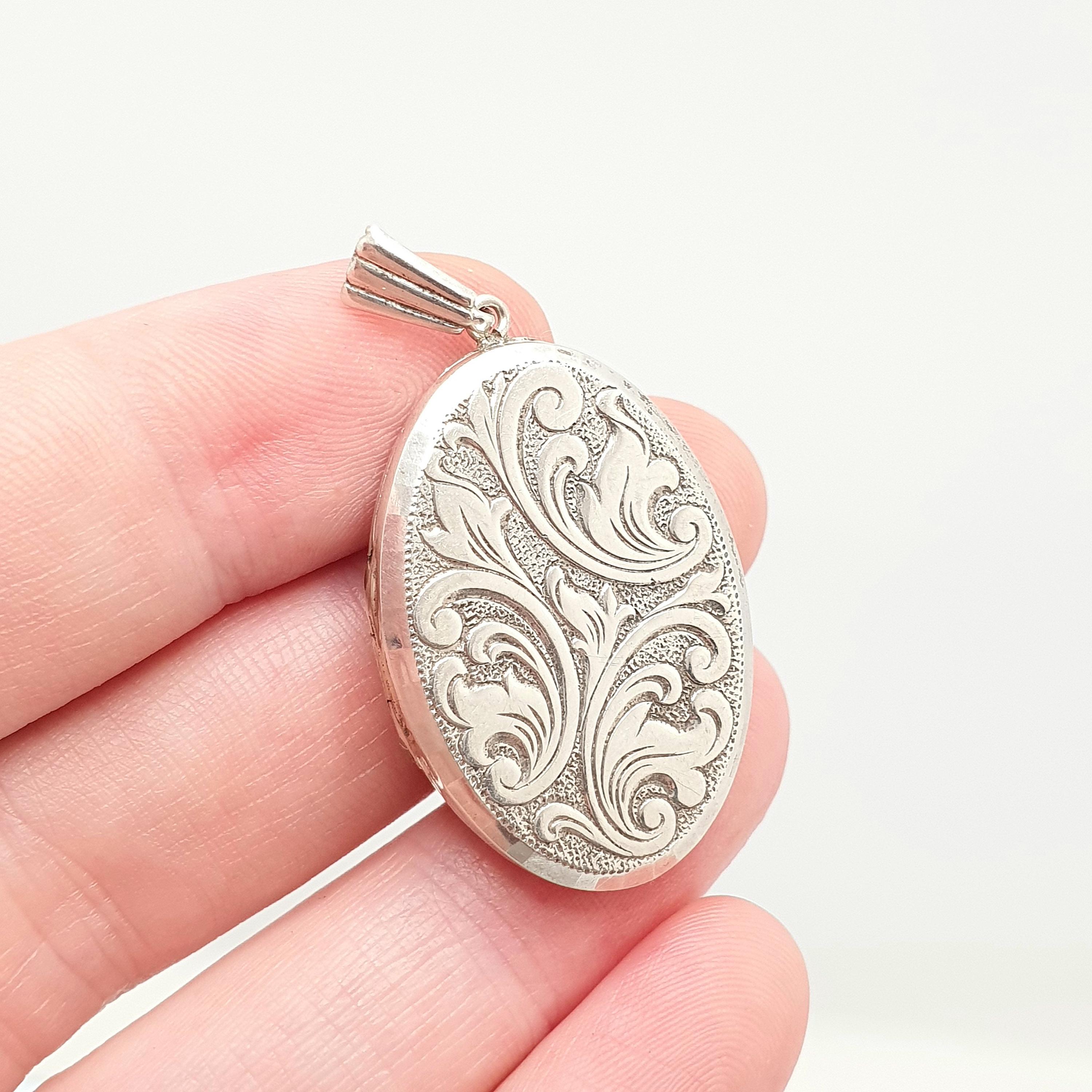Vintage GEORG JENSEN Sterling Silver Locket Oval Scroll Embossed