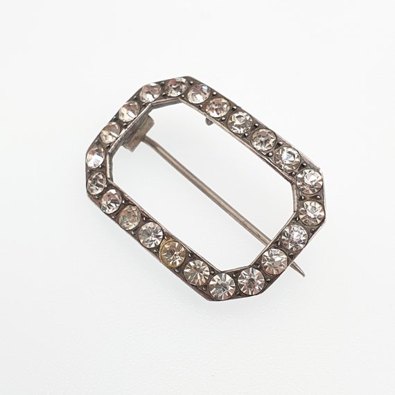 Antique Georgian Paste Solid Silver Brooch Pin Bu… - image 3