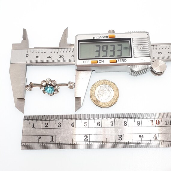 Antique Solid Silver Aquamarine Paste Brooch Vict… - image 8