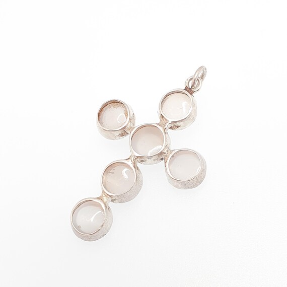 Antique Solid Silver Moonstone Cross Necklace Cru… - image 6