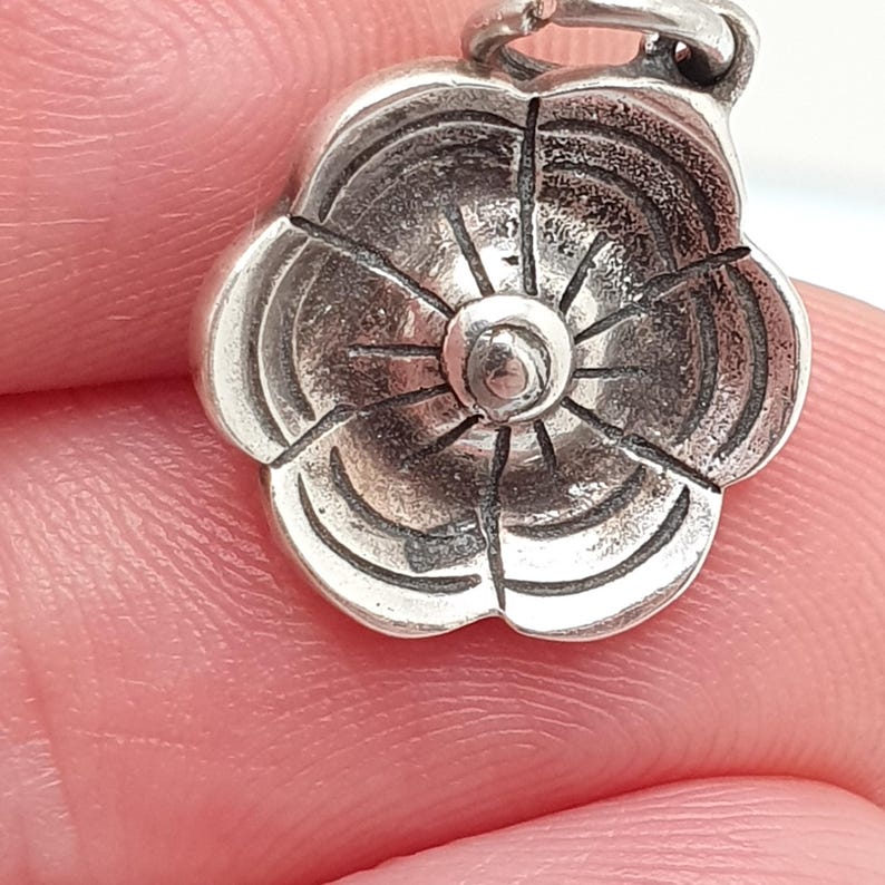 Antique Natural Coral Necklace Solid Silver Pendant Art Deco Flower