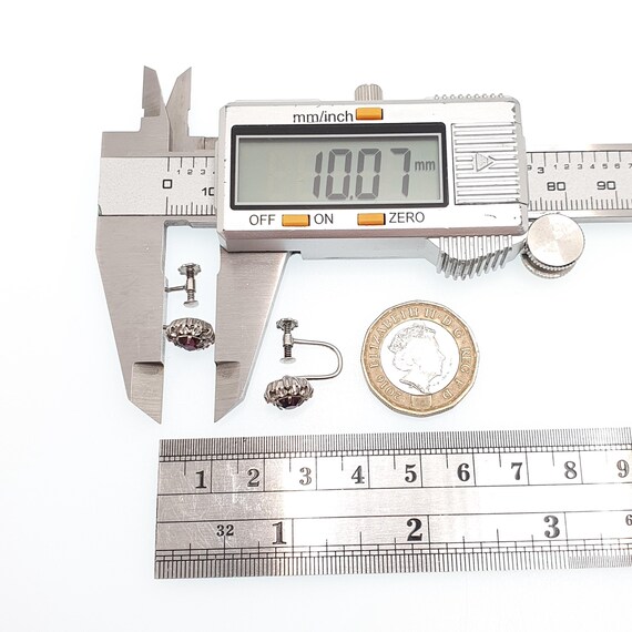 Antique Solid Silver Amethyst Paste Earrings Diam… - image 7