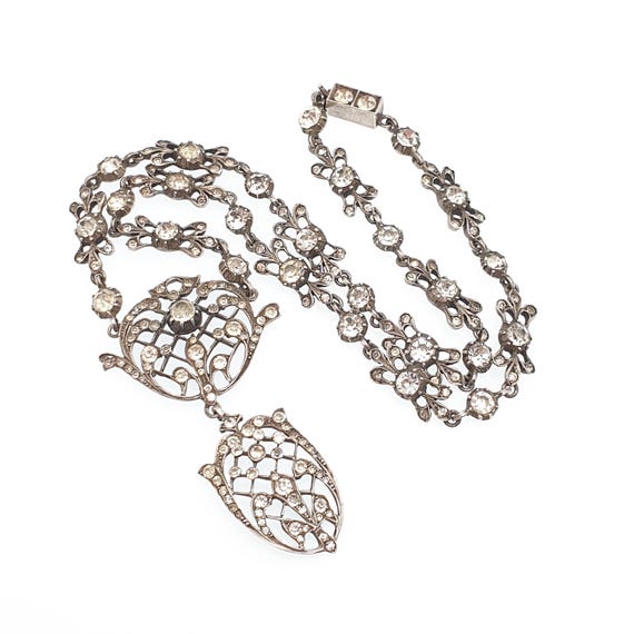 Antique Georgian Solid Silver Paste Necklace Lava… - image 4