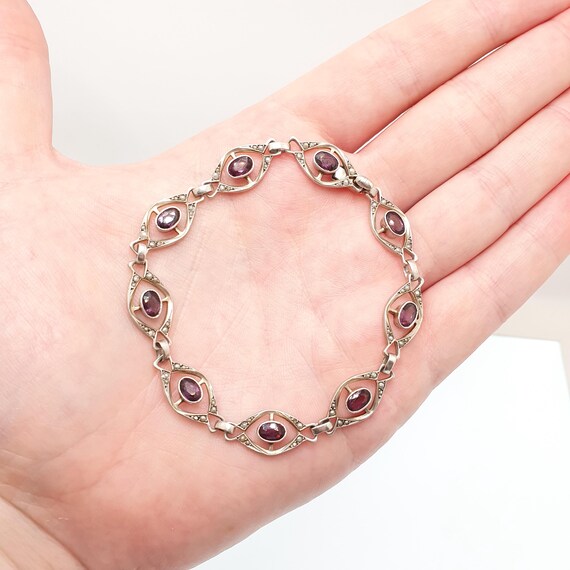 Antique Solid Silver Amethyst Paste & Seed Pearl … - image 2