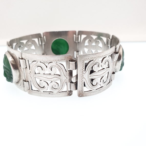 Old Vintage Solid Silver Egyptian Bracelet Pharao… - image 8