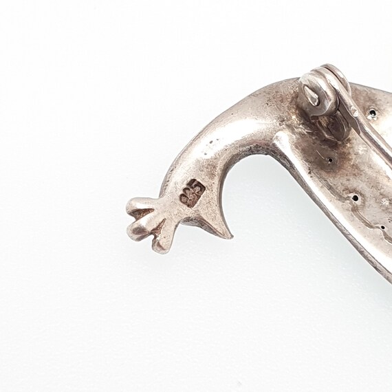 Antique Solid Silver Peacock Paste Brooch Enamel … - image 9