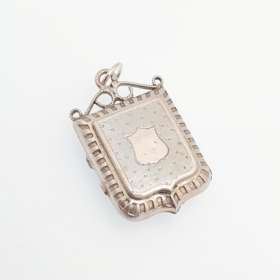 Antique Solid Silver Intaglio Locket Shield Penda… - image 5