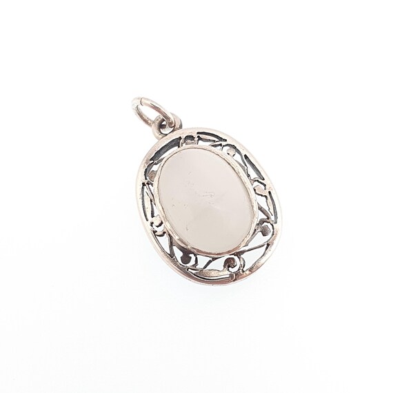 Antique Moonstone Solid Silver Necklace Pendant B… - image 5