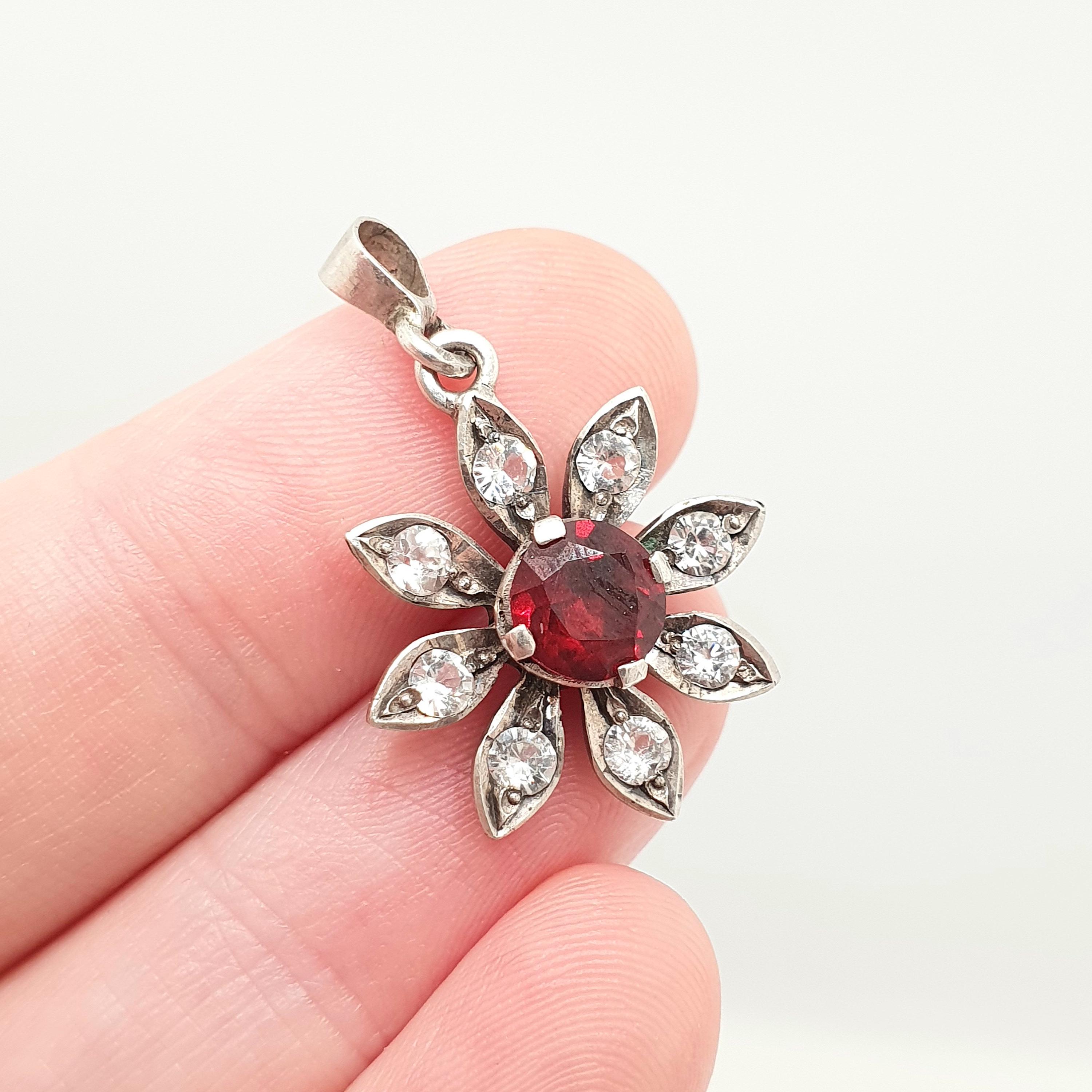 Pendentif Victorien Ancien En Diamant - Argent 925, Fait Main, Bijou Femme