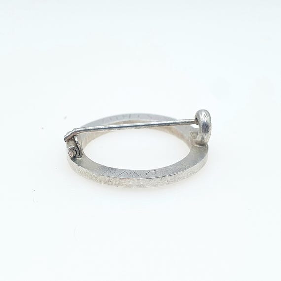 Antique Solid Silver Blue Enamel Circle Brooch Ed… - image 5