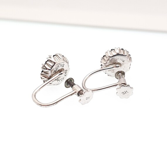 Antique Solid Silver Amethyst Paste Earrings Diam… - image 6