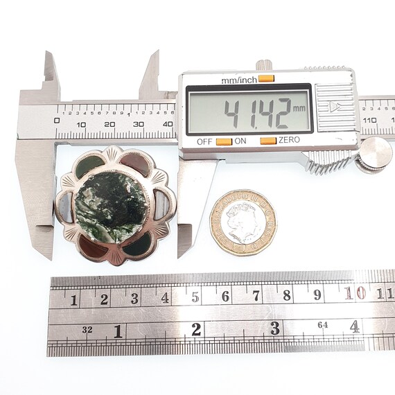 ROBERT ALLISON Vintage Sterling Silver Scottish Brooch Moss Agate