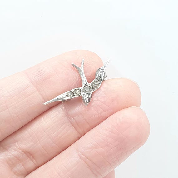 Antique Victorian Solid Silver Diamond Paste Bird… - image 2
