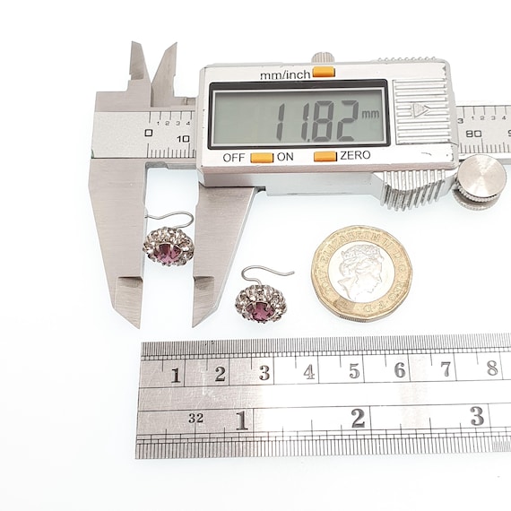 Antique Solid Silver Amethyst Paste Earrings Hook… - image 8