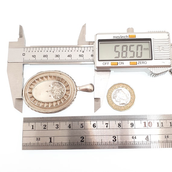 Antique Locket Solid Silver Victorian Large Big V… - image 10