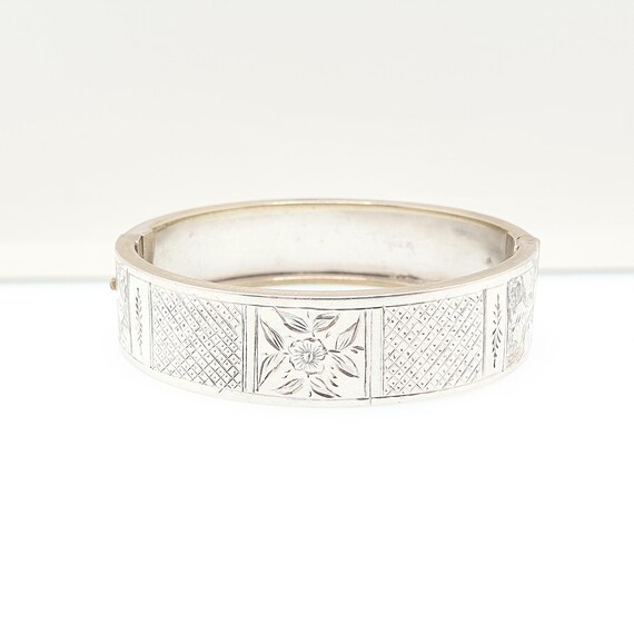 Victorian Solid Silver Antique Snap Bangle Bracel… - image 1