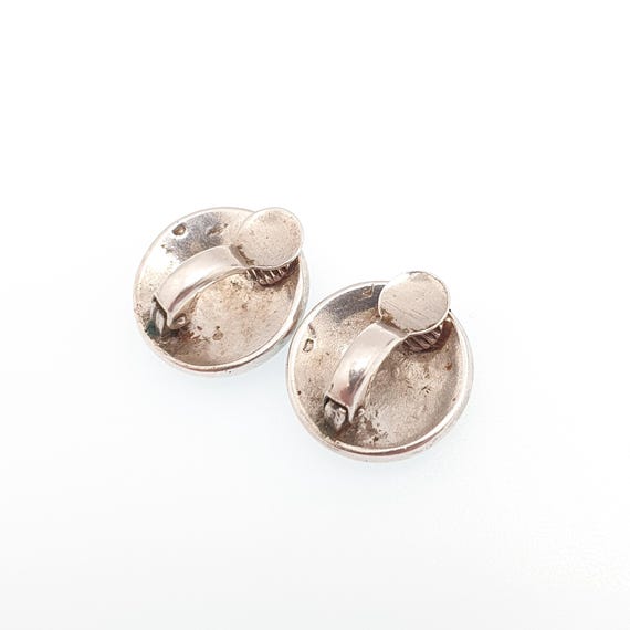 Antique Solid Silver Turquoise Glass Earrings Mar… - image 5