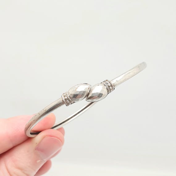 Antique Victorian Solid Silver Bangle Bypass Cros… - image 3