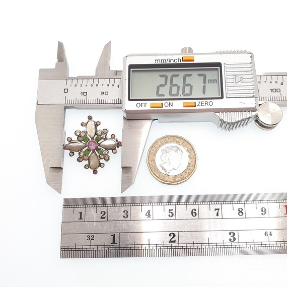 Antique Victorian Solid Silver Paste Brooch Pink … - image 9