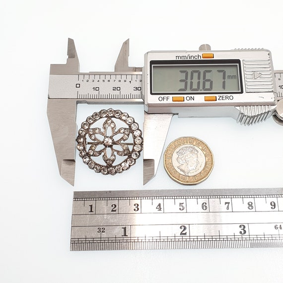 Antique Georgian Paste Solid Silver Star Brooch O… - image 6