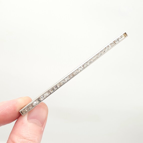 Antique Art Deco Solid Silver Diamond Paste Bar B… - image 4