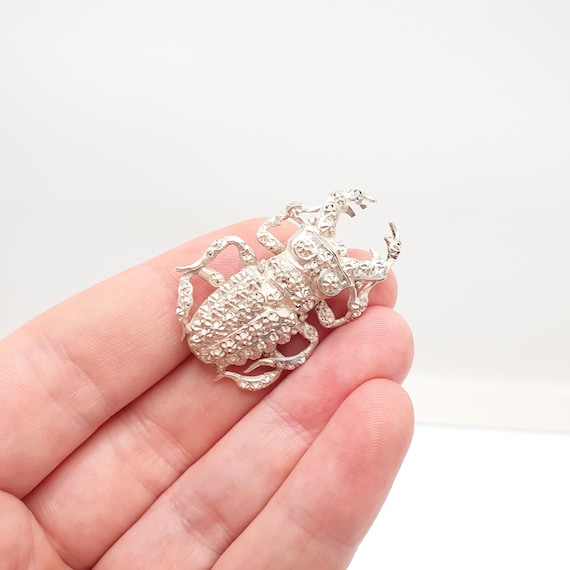 Antique Victorian Solid Silver Scarab Beetle Broo… - image 4