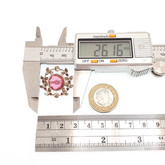 Antique Victorian Solid Silver Pink Paste Brooch … - image 8