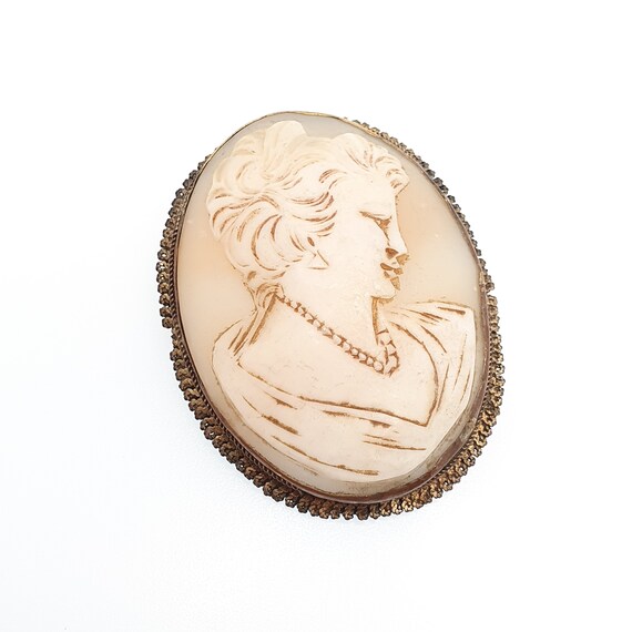 Antique Very Large Cameo Brooch Pendant Necklace … - image 2