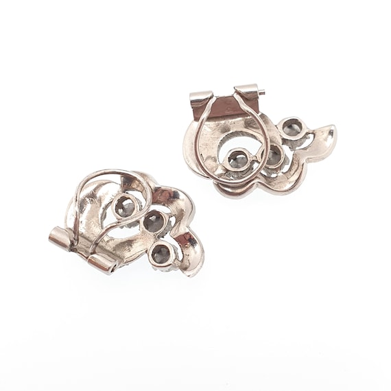 Antique Solid Silver Diamond Paste Earrings Art D… - image 5