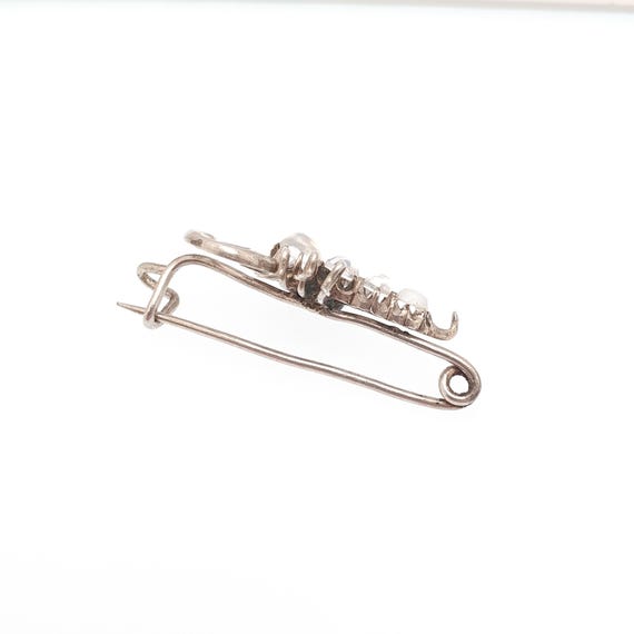 Antique Solid Silver Moonstone Scorpion Brooch Sc… - image 6