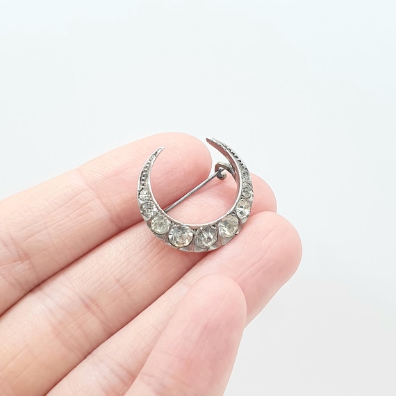 Antique Victorian Solid Silver Crescent Moon Diam… - image 3