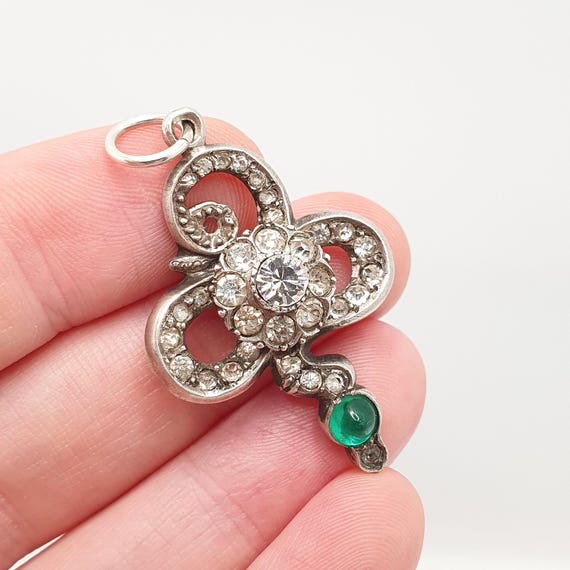 Antique Victorian Solid Silver Snake Necklace Pen… - image 1