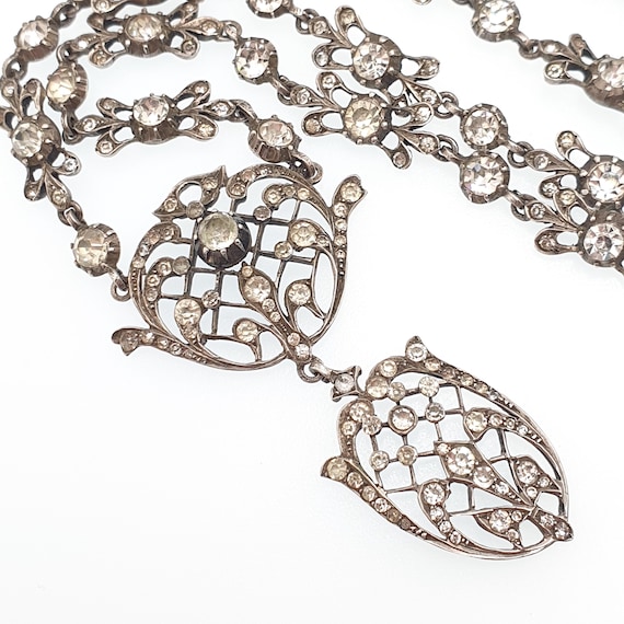 Antique Georgian Solid Silver Paste Necklace Lava… - image 5