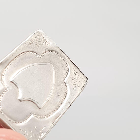 Antique Sterling Silver Locket Rectangular 1900 H… - image 6