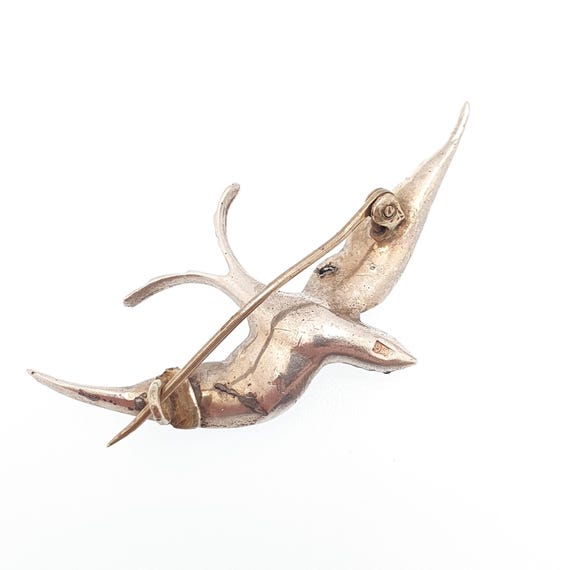 Antique Solid Silver Victorian Paste Bird Brooch … - image 6