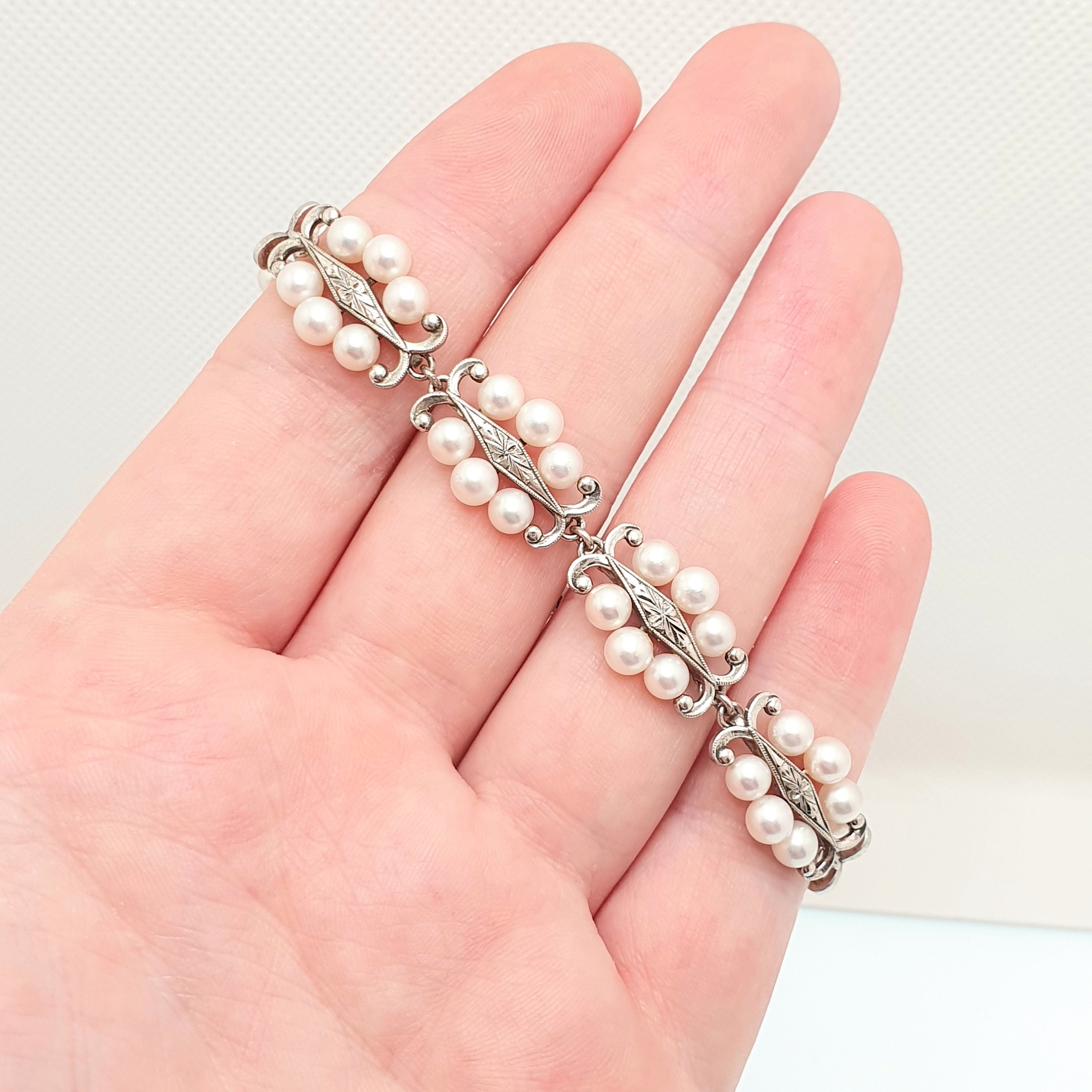 ヴィンテージ ミキモト パールブレスレット スターリングシルバー 養殖