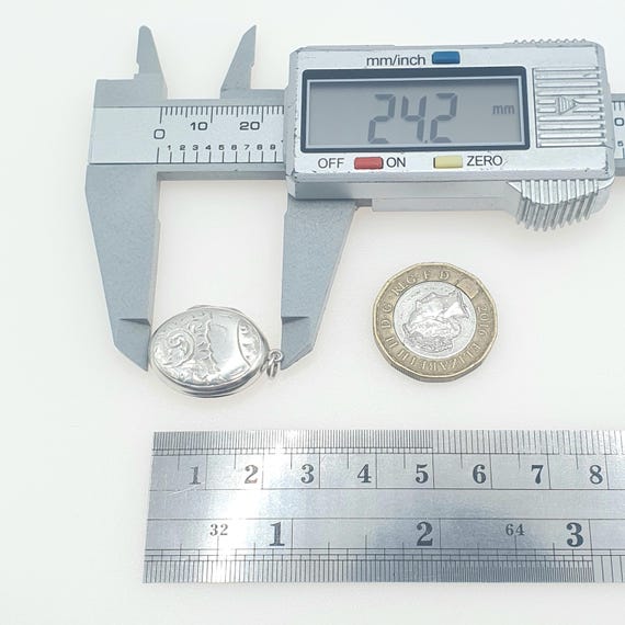 Antique Solid Silver Oval Locket Back and Front H… - image 8