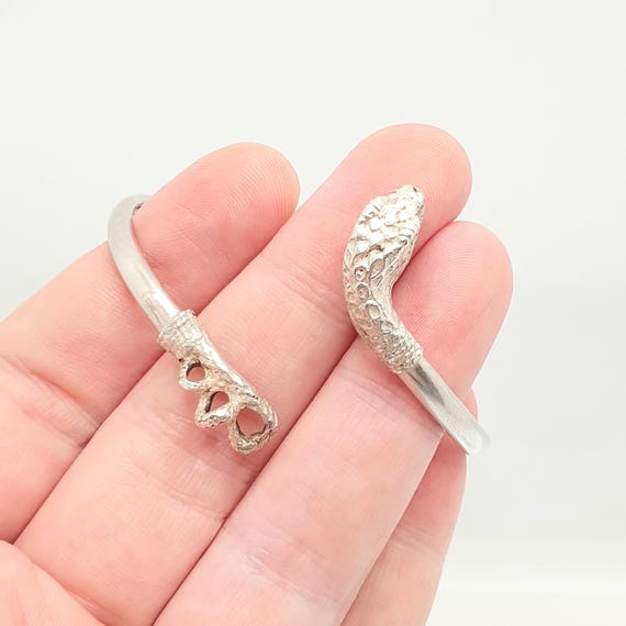 Antique Victorian Solid Silver Snake Bangle Brace… - image 3