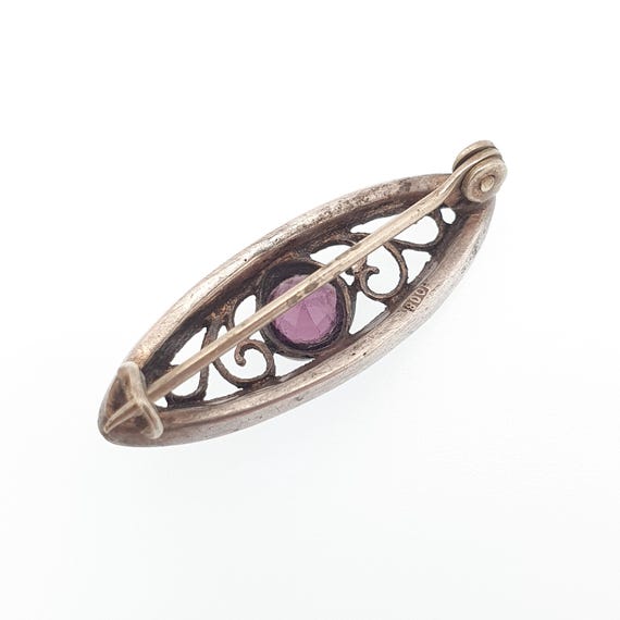 Antique Solid Silver Amethyst Paste Brooch Victor… - image 4