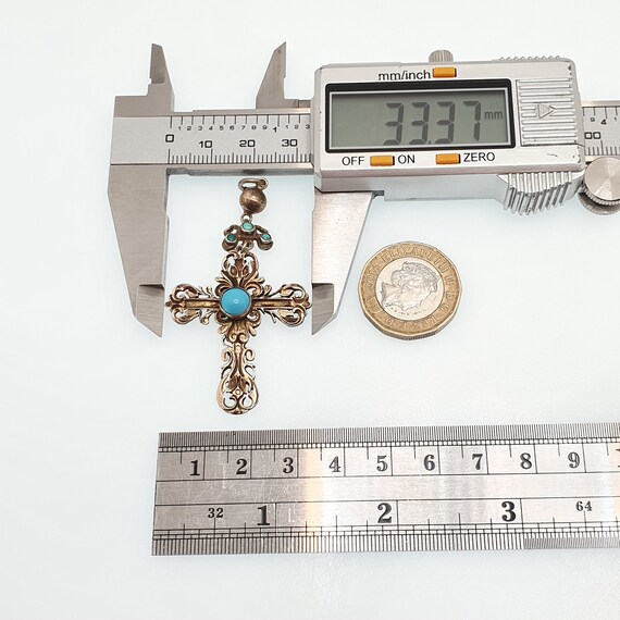 Antique Austro Hungarian Solid Silver Turquoise C… - image 6