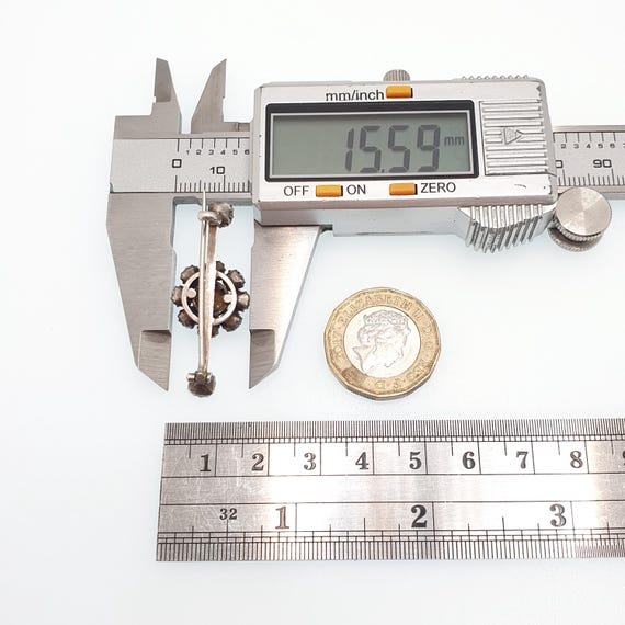 Antique Solid Silver Aquamarine Paste Brooch Vict… - image 9