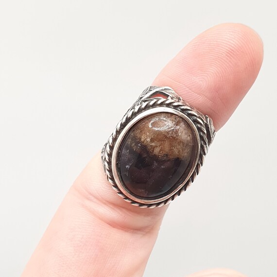 Antique Blue John Solid Silver Ring Victorian Art… - image 4