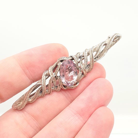Antique Solid Silver Amethyst Brooch Genuine Real… - image 1