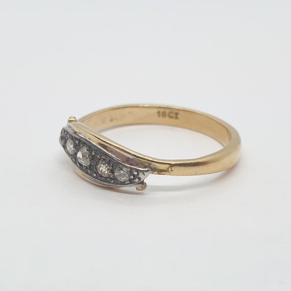 Antique Diamond Ring Solid 18ct 18k Gold 750 Old … - image 4