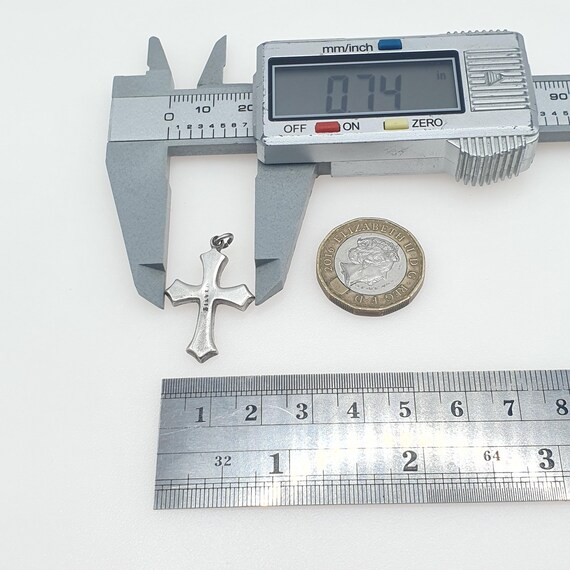 Antique Solid Silver Diamond Paste Crucifix Penda… - image 6